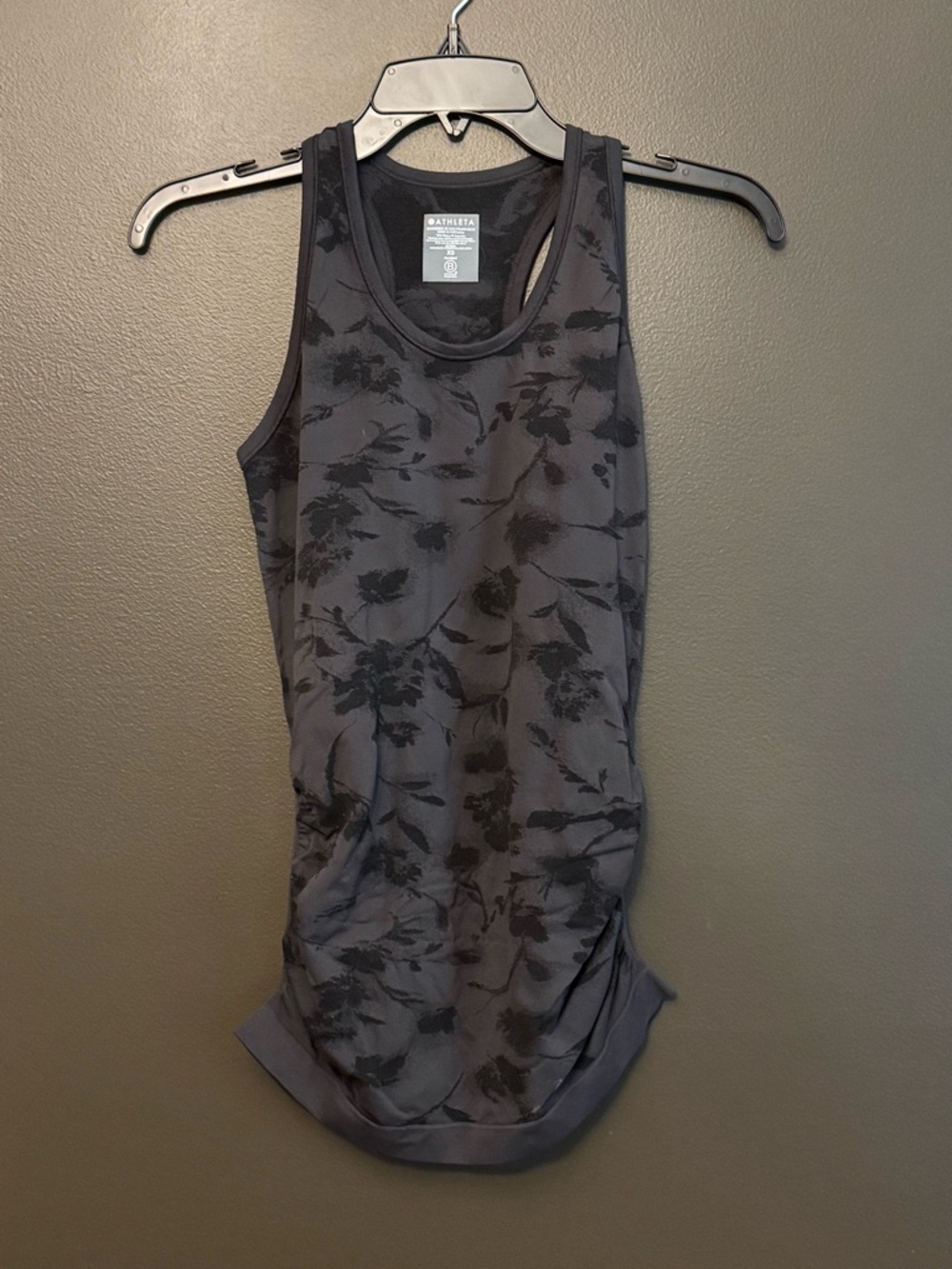Athleta Charcoal Gray Floral Racerback Tank Top
